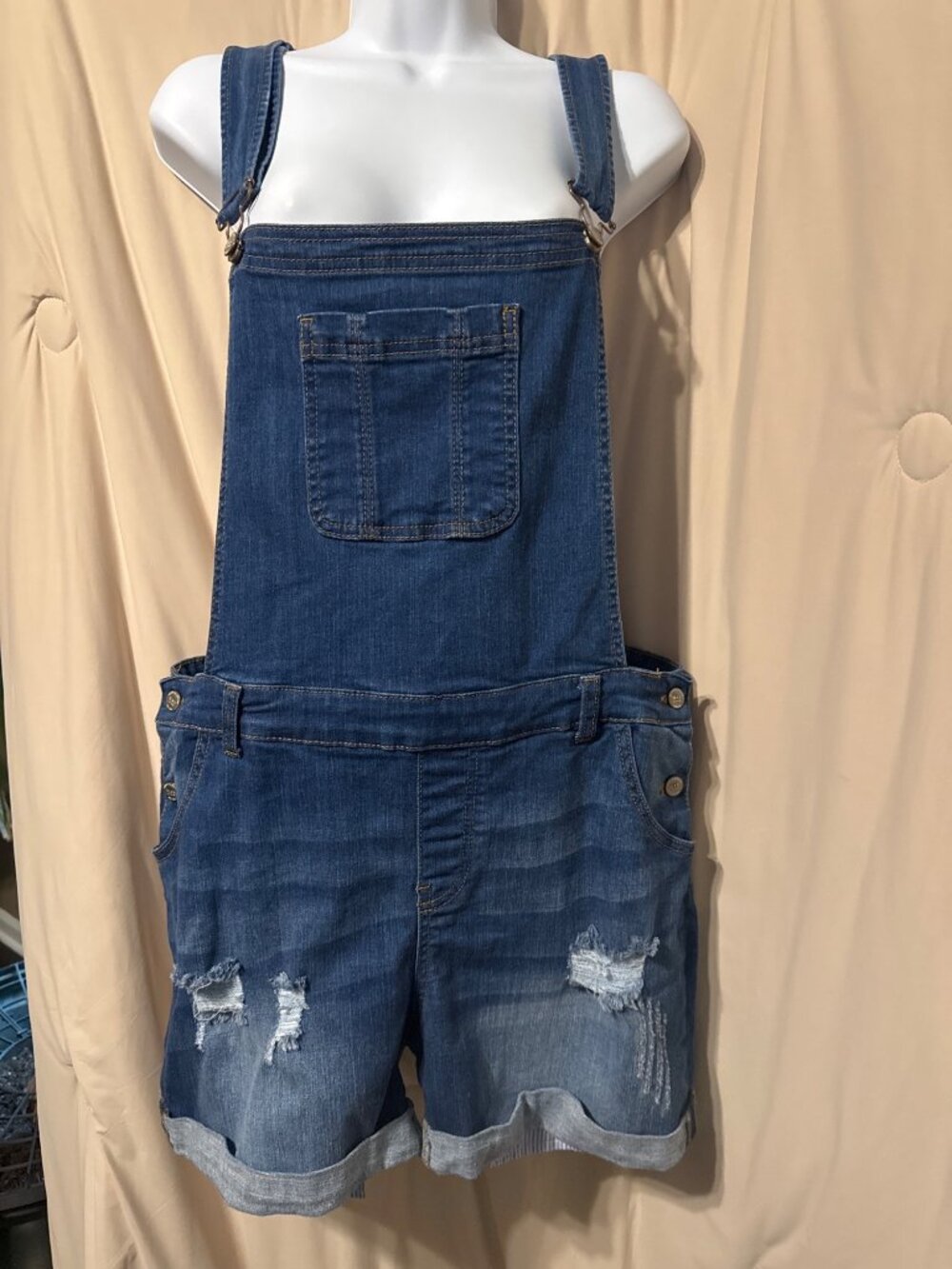 Wax jeans Short Overalls Distressed 2XL Denim